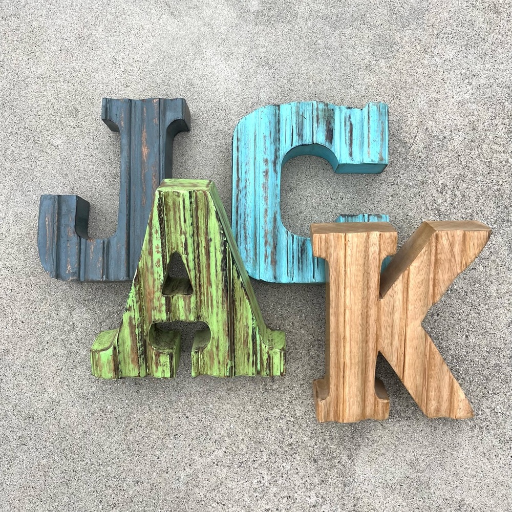 Farmhouse Country Shabby Chic 8” Solid Wood Letters - Picture 8 of 13